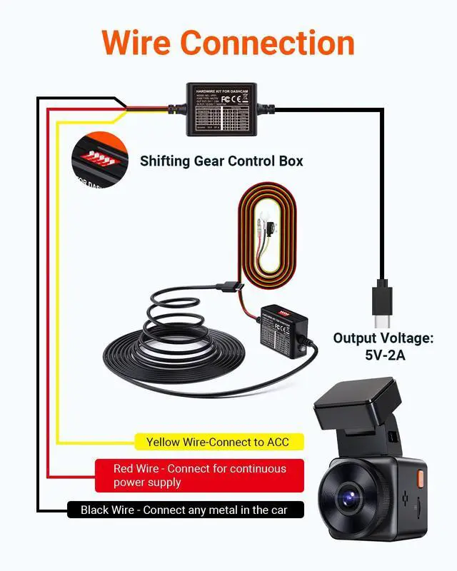 Alt view image 3 of 5 - 14.8ft 5-Level Adjustable Acc Hardwire Kit, Compatible for Dash Cam | USB C Port for Parking Mode, 12V-24V to 5V for E1 Pro, N4(S), N4 Pro S, N5(S), E360, S1 Pro(Max), N2X, E2 Dash Cam