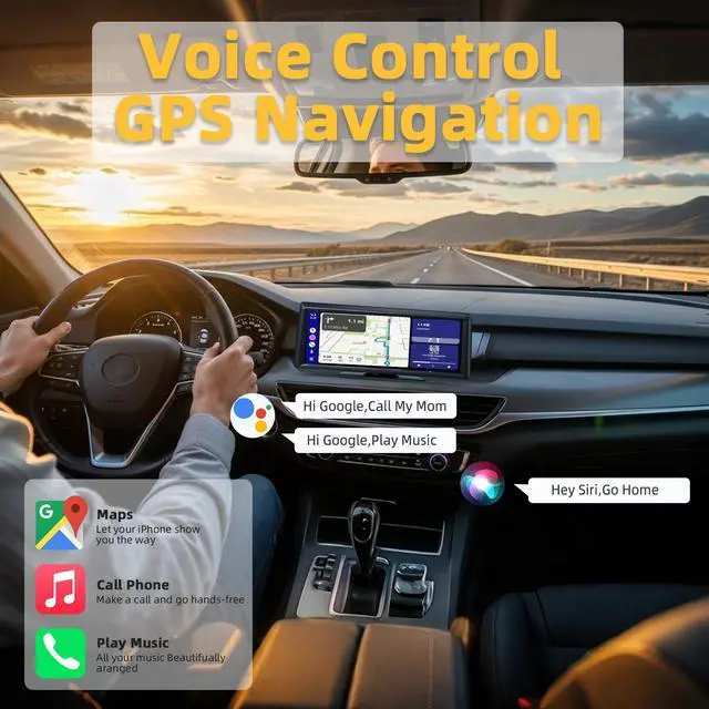 Alt view image 5 of 7 - Wireless Carplay Screen for Car with 2K Dash Cam 8.1" HD Portable Car Stereo Touchscreen with Apple CarPlay Android Auto, Voice Control, Bluetooth, Mirror Link, GPS Navigation, 1080P Backup Camera