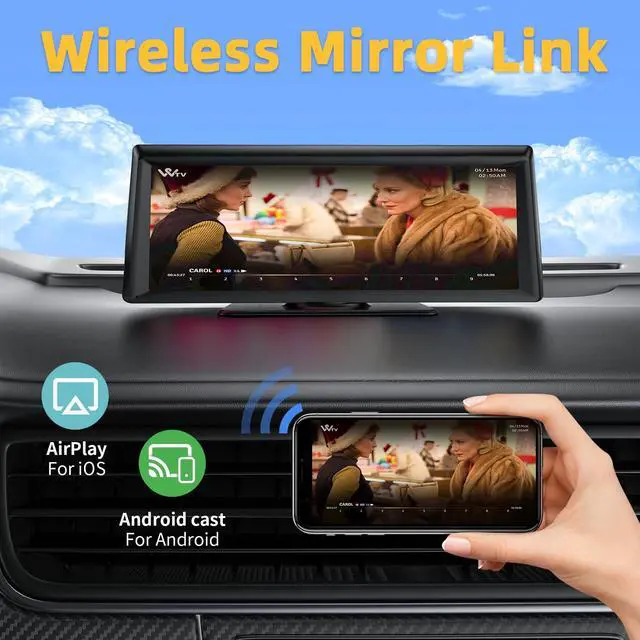 Alt view image 6 of 7 - Wireless Carplay Screen for Car with 2K Dash Cam 8.1" HD Portable Car Stereo Touchscreen with Apple CarPlay Android Auto, Voice Control, Bluetooth, Mirror Link, GPS Navigation, 1080P Backup Camera