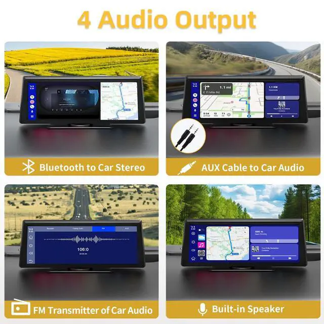 Alt view image 7 of 7 - Wireless Carplay Screen for Car with 2K Dash Cam 8.1" HD Portable Car Stereo Touchscreen with Apple CarPlay Android Auto, Voice Control, Bluetooth, Mirror Link, GPS Navigation, 1080P Backup Camera