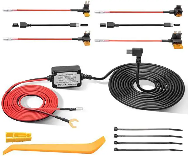 Main image of 3-in-1 Micro USB & Mini USB Type-C Dash Cam Hardwire Kit Car Charging Power Cable 12V-24V to 5V w/Low Voltage Protection 13ft Dash Camera Charger Power Supply Cord for Dashcam GPS Radar Detector