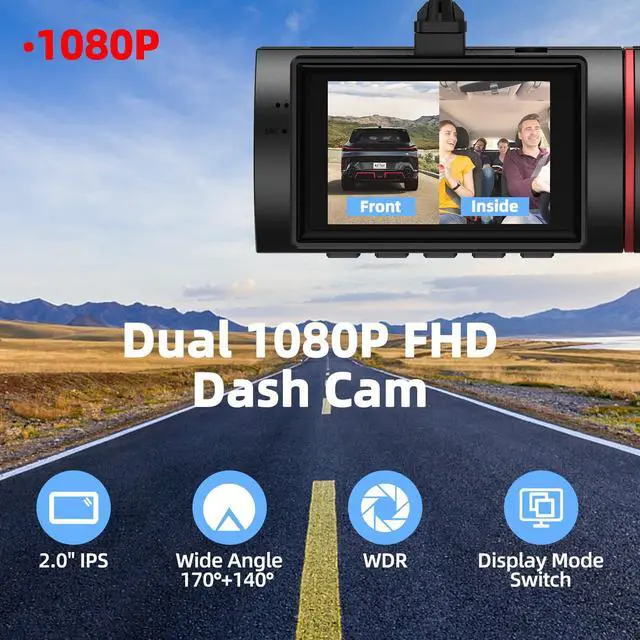 Alt view image 3 of 6 - Dual Dash Cam Front and Inside with 64GB Card,Milerong X25 1080P Dash Camera for Cars with Infrared Night Vision,Loop Recording,G-Sensor,24H Park Monitor,Inside Car Camera for Uber/Lyft/Taxi Driver