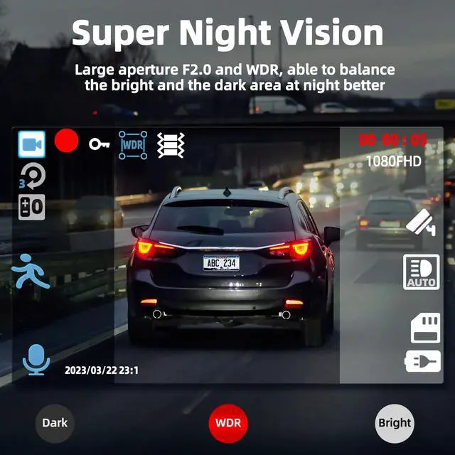 Alt view image 6 of 6 - Dual Dash Cam Front and Inside with 64GB Card,Milerong X25 1080P Dash Camera for Cars with Infrared Night Vision,Loop Recording,G-Sensor,24H Park Monitor,Inside Car Camera for Uber/Lyft/Taxi Driver