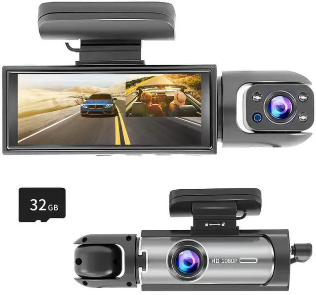 Main image of 1080P Dual Camera Dash Cam for Cars, Driving Recorder with IR Night Vision, Loop Recording, Wide Angle Lens - 3.16 Inch IPS Screen,Parking Mode, Car Camera with 32GB TF Card
