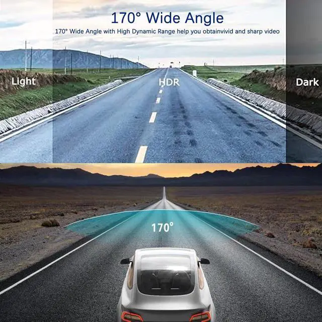 Alt view image 3 of 6 - 1080P Dual Camera Dash Cam for Cars, Driving Recorder with IR Night Vision, Loop Recording, Wide Angle Lens - 3.16 Inch IPS Screen,Parking Mode, Car Camera with 32GB TF Card