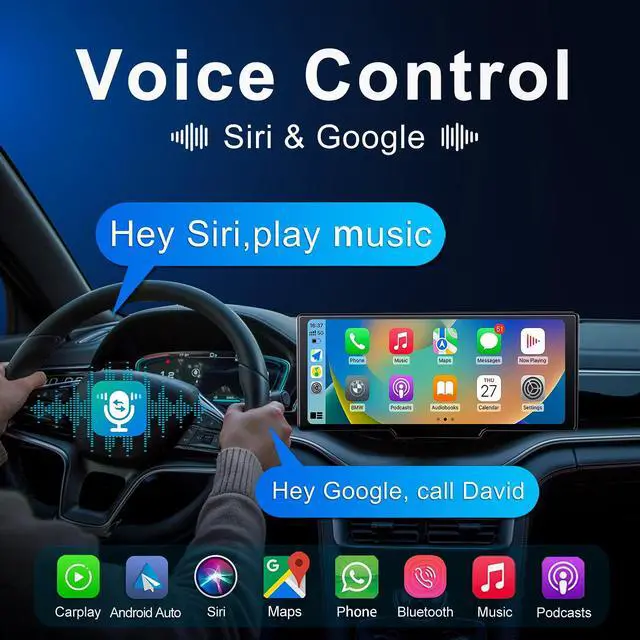 Alt view image 5 of 7 - Portable 9.3-inch Wireless Apple CarPlay Screen for Car with Auto Brightness, 4K Dash Cam & Backup Camera, Bluetooth Car Stereo with Android Auto, Touchscreen CarPlay Box,GPS Navigation