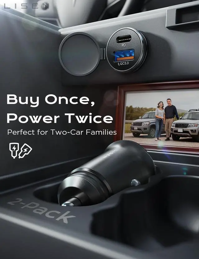 Alt view image 2 of 7 - Car Charger USB C, 69W Cigarette Lighter USB Charger Adapter, 2 Pack