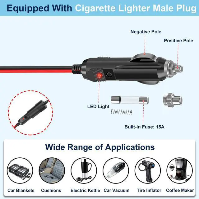 Alt view image 3 of 7 - Cigarette Lighter Splitter,300W 4-Socket Car Charger Adapter with Dual PD30W Type C & QC18W USB12V/24V Car Splitter Adapter with Independent Switches & LED Voltage Display for All Car Devices