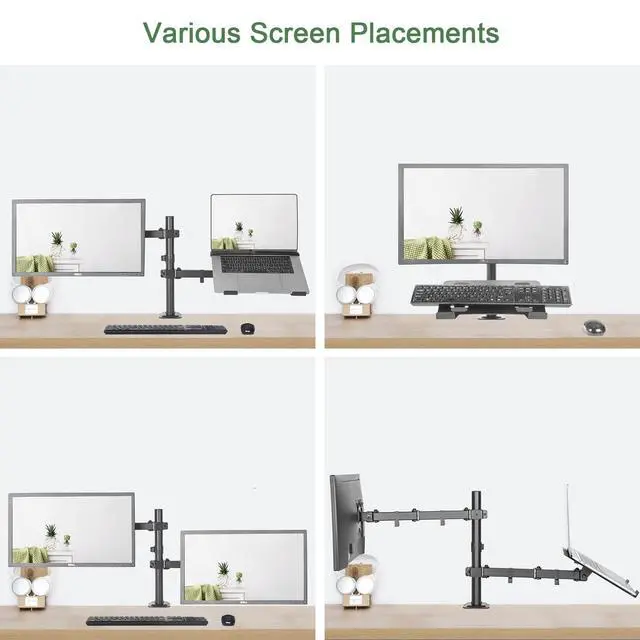 Alt view image 7 of 7 - Monitor and Laptop Mount, Monitor Arm with Vented Tray for 13" to 27" LCD Computer Screens and Notebook up to 17 inch, Fully Adjustable Laptop Mount Stand Holds up to 17.6lbs
