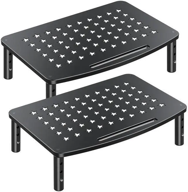 Main image of 2 Pack Monitor Stands, 3 Height Adjustable Riser for Laptop, Printer, iMac, PC, Premium Metal Stand for 2 Monitors