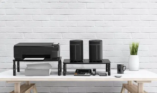 Alt view image 7 of 7 - 2 Pack Monitor Stands, 3 Height Adjustable Riser for Laptop, Printer, iMac, PC, Premium Metal Stand for 2 Monitors