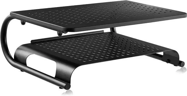 Main image of Double-Deck Desk Monitor Stand Riser for Computer,Laptop,Printer, Notebook and All Flat Screen Display with Vented Metal Platform and 4 Inches Height Underneath Storage (MST002)