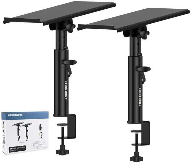 Main image of Studio Monitor Stands Pair Heavy Duty Desk Clamp Speaker Stands with Adjustable Tilt Angle Tray of 0-12 °