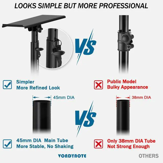 Alt view image 4 of 7 - Studio Monitor Stands Pair Heavy Duty Desk Clamp Speaker Stands with Adjustable Tilt Angle Tray of 0-12 °