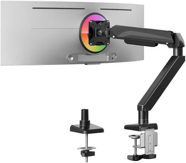 Main image of Heavy Duty Single Monitor Arm for 42 40 39 34 32 27Inch Screens, Monitor Stand for Desk Supports 4.4-33 lbs, Height Adjustable Ultrawide Monitors Mount with C-Clamp & Grommet Base