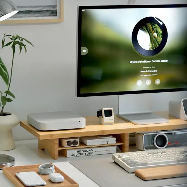 Alt view image 7 of 7 - Bamboo Dual Monitor Stand Riser Natural, 2-Tier Desk Monitor Riser for 2 Monitors, Supports for PC Computer Monitor, Printer, Heavy TV Riser up to 300 lbs