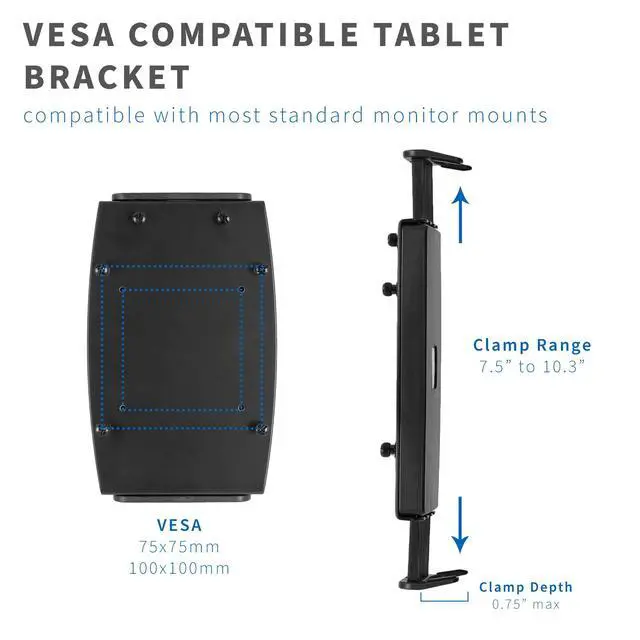 Alt view image 2 of 7 - Universal VESA Mount Adapter for Tablets, 2-in-1 Laptops, & 15.6 inch Portable Monitors, Max VESA 100x100, Adjustable Laptop Holder, Black, MOUNT-UVM02