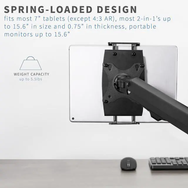 Alt view image 3 of 7 - Universal VESA Mount Adapter for Tablets, 2-in-1 Laptops, & 15.6 inch Portable Monitors, Max VESA 100x100, Adjustable Laptop Holder, Black, MOUNT-UVM02