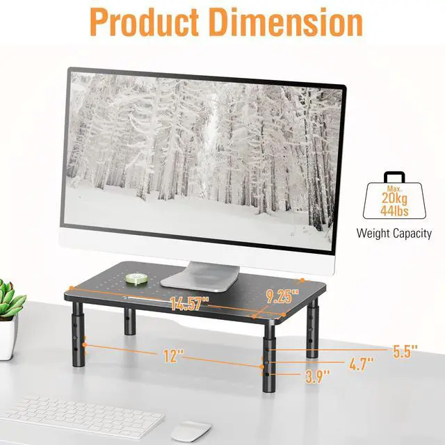 Alt view image 2 of 7 - 2 Pack Monitor Stand Riser - 3 Height Adjustable Monitor Stand for Laptop, Computer, PC, Printer, Mesh Metal Monitor Riser for Desktop Organizer.