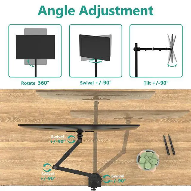 Alt view image 5 of 7 - Monitor Arm Mount for Desk, Single Extra Tall Computer Desk Mount, Monitor Bracket Mount Stand Single, up to 32 inch, 22 lbs (M001XL), Black