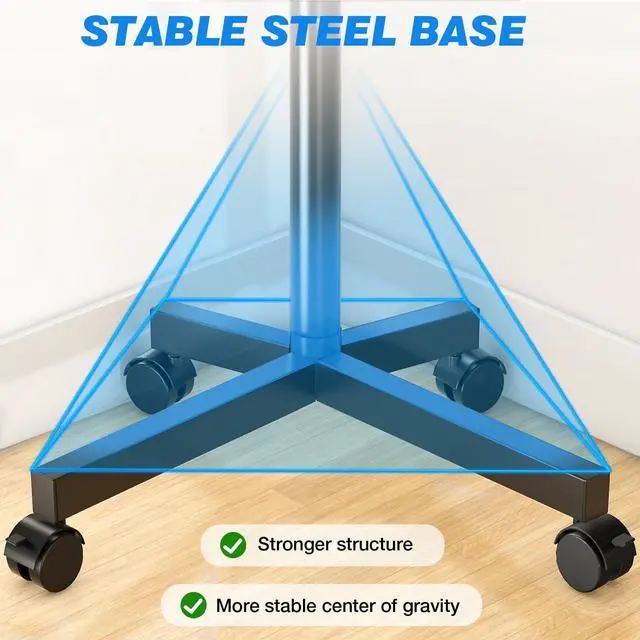 Alt view image 7 of 7 - Mobile TV Cart Rolling TV Stand for 23-65 Inch Screens, Portable TV Stand on Wheels with Tilt and Height Adjustable, Outdoor TV Mount Stand Holds up to 88 lbs for Home Office MAX VESA 400x400mm