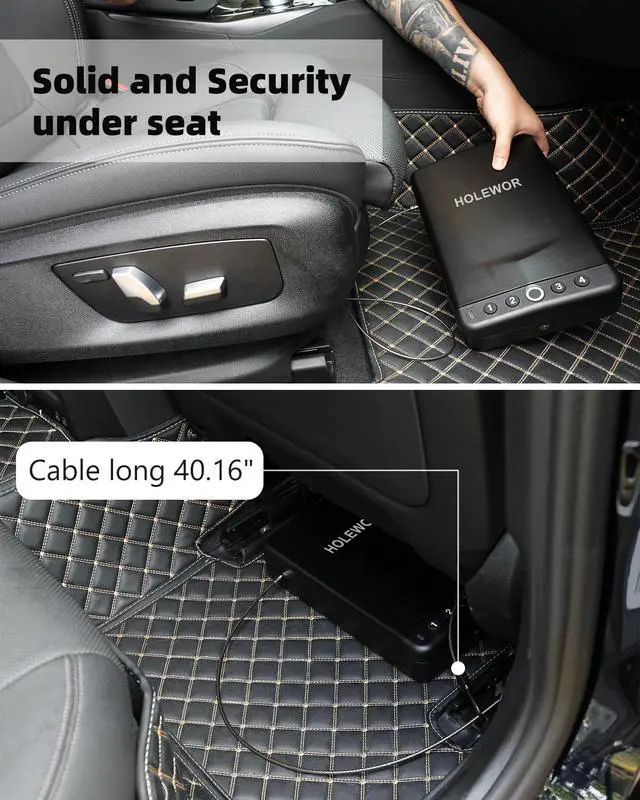 Alt view image 5 of 6 - Car Gun Safe, Small Pistol Safe Biometric Gun Lock Box for Handgun, Portable Fingerprint Quick Access Travel Gun Case for Nightstand Bedside