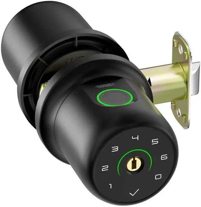 Main image of Fingerprint Door Knob Lock with Keypad Biometric Door Knob Auto-Lock 4* AAA Alkaline Batteries Interior Door Lock for Bedroom, Garage, Office, Pantry Door G1 Black