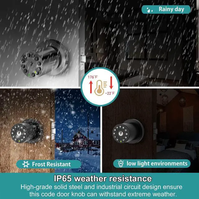 Alt view image 5 of 7 - Keypad Door Knob with Key,Keyless Entry Door Lock, Code Locks Door Knob, Auto Lock,50 User Code, for Home,Office,Hotel,Bedroom,Garage,Not Deadbolt