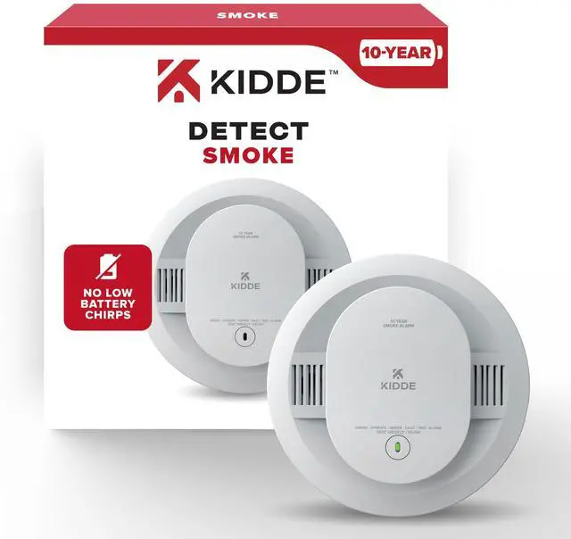 Main image of Smoke Detector, 10-Year Battery Powered, with LED Status Lights, 85 dB Alarm, 5-inches