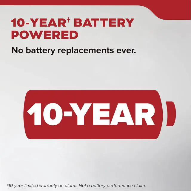 Alt view image 2 of 7 - Smoke Detector, 10-Year Battery Powered, with LED Status Lights, 85 dB Alarm, 5-inches