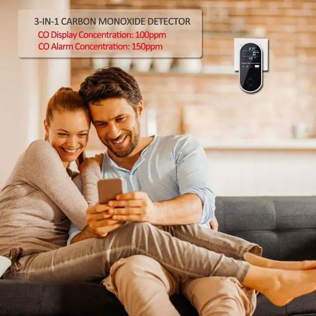 Alt view image 4 of 5 - Carbon Monoxide Detector Plug in Wall, Portable Carbon Monoxide Detector for Travel, 3-in-1 CO Detector for Home and Travel Camping(CO Gas Meter Temperature Humidity Sensor)