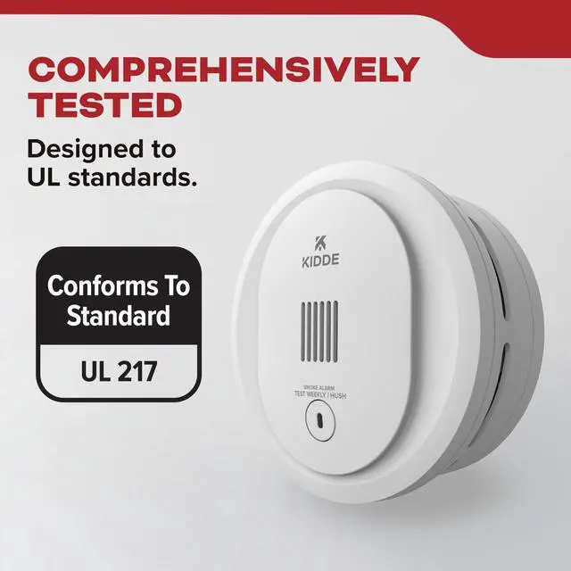 Alt view image 5 of 7 - Smoke Detector, AA Battery Operated, Compact Size, LED Status Light, 85 dB Alarm, 4-inches
