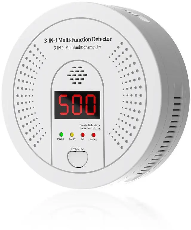Main image of 3-in-1 Fire Alarms Carbon Monoxide Smoke Detectors 10 Year Battery Powered with Clear LCD Display and Audible Alarm for Home Safety and Protection (Includes Battery)