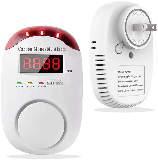 Main image of Carbon Monoxide Detectors Portable Carbon Monoxide Detector for Travel Plug in Wall with LED Digital Display Voice Light Plug and Play