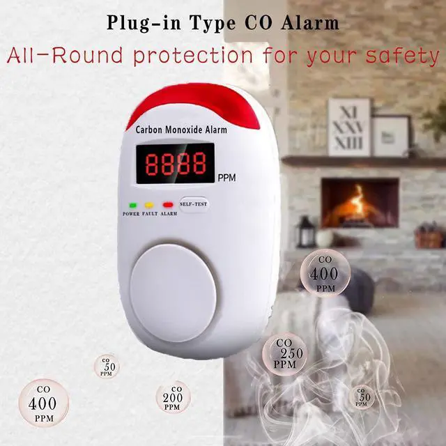 Alt view image 3 of 6 - Carbon Monoxide Detectors Portable Carbon Monoxide Detector for Travel Plug in Wall with LED Digital Display Voice Light Plug and Play