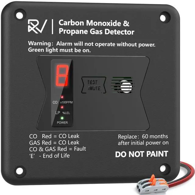 Main image of RV Carbon Monoxide and Propane Detector, Replace The Old RV Gas Detector #31011,2 in 1 Dual CO/LP Gas Alarm,100dB Loud Alarm,12V DC for Motorhome Travel Trailer, Motor Coach (R503 Flush Mount-Black)