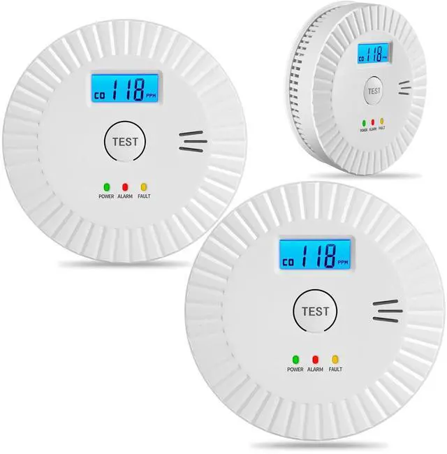 Main image of 3 Packs Smoke and Carbon Monoxide Detector Powered by Battery,Portable Smoke Detector Carbon Monoxide Detector Combo with Large LCD Display, Fire Alarm Smoke Detector for Home,Kitchen