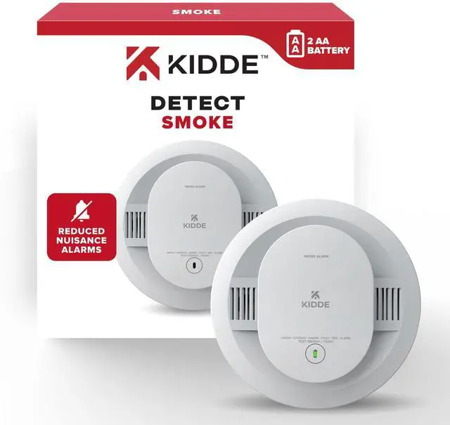 Main image of Smoke Detector, AA Battery Powered LED Status Lights, 85 dB Alarm, 5-inches