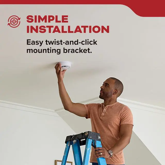 Alt view image 6 of 7 - Smoke Detector, AA Battery Powered LED Status Lights, 85 dB Alarm, 5-inches