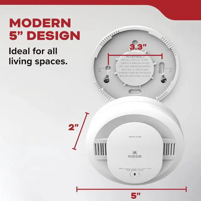 Alt view image 7 of 7 - Smoke Detector, AA Battery Powered LED Status Lights, 85 dB Alarm, 5-inches