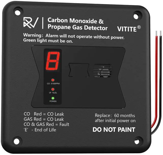 Main image of RV Carbon Monoxide & Propane Detector, Replacement for Old RV Gas Detector #31011, 2 in 1 Dual CO/LP Gas Alarm, Hardwired - VDC 12V, Flush Mount, Black