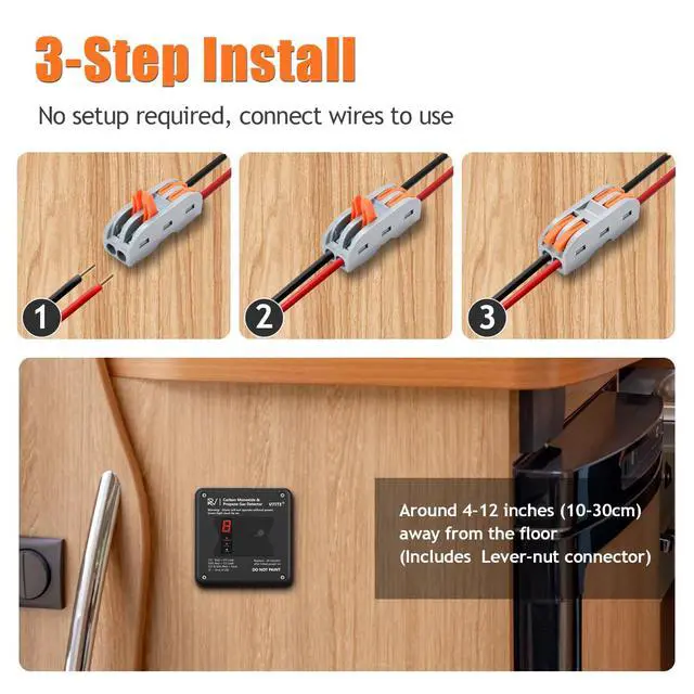 Alt view image 5 of 7 - RV Carbon Monoxide & Propane Detector, Replacement for Old RV Gas Detector #31011, 2 in 1 Dual CO/LP Gas Alarm, Hardwired - VDC 12V, Flush Mount, Black