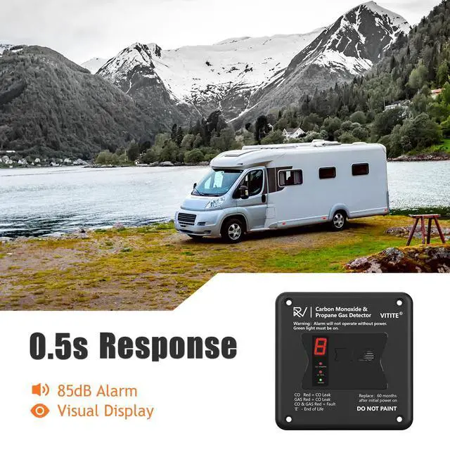 Alt view image 6 of 7 - RV Carbon Monoxide & Propane Detector, Replacement for Old RV Gas Detector #31011, 2 in 1 Dual CO/LP Gas Alarm, Hardwired - VDC 12V, Flush Mount, Black