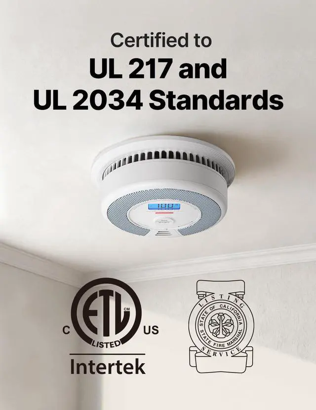 Alt view image 2 of 7 - Smoke Detector Carbon Monoxide Alarm Combo, 10-Year Non-Replaceable Battery, Not Hardwired, UL 217 & UL 2034 Certified, Model XP0H-SN, 1-Pack