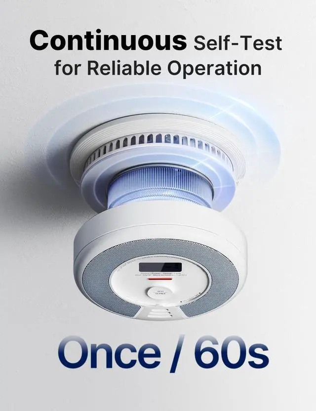 Alt view image 6 of 7 - Smoke Detector Carbon Monoxide Alarm Combo, 10-Year Non-Replaceable Battery, Not Hardwired, UL 217 & UL 2034 Certified, Model XP0H-SN, 1-Pack