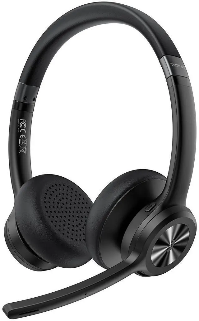 Main image of Wireless Headset, Bluetooth Headset with Noise Cancelling Microphone - Rechargeable Bluetooth V5.2 Headphones, 50H Playtime & Mic Mute, On Ear Headphones for Trucker/Remote Work/Call Center