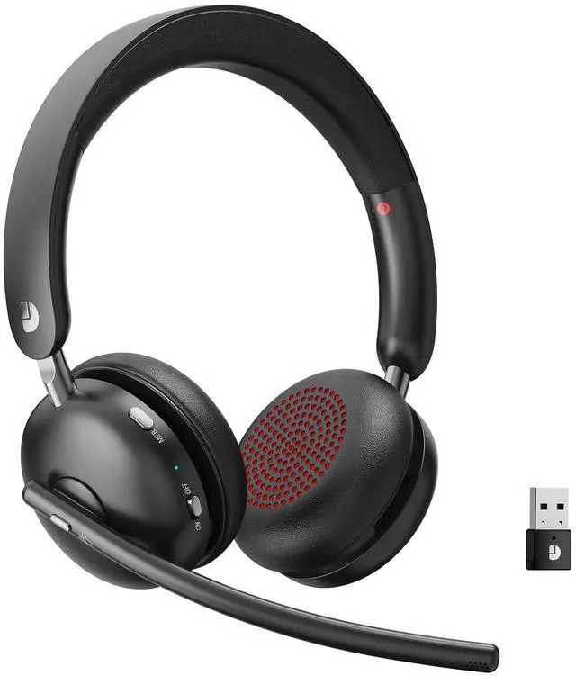 Main image of Wireless Headset with Mic for Work, Bluetooth 5.3 Headset with Noise Cancelling, Wireless Headphones with Mic & USB Dongle, 65H & Mute, Ideal for PC/Call Center/Computer/Laptop/Study