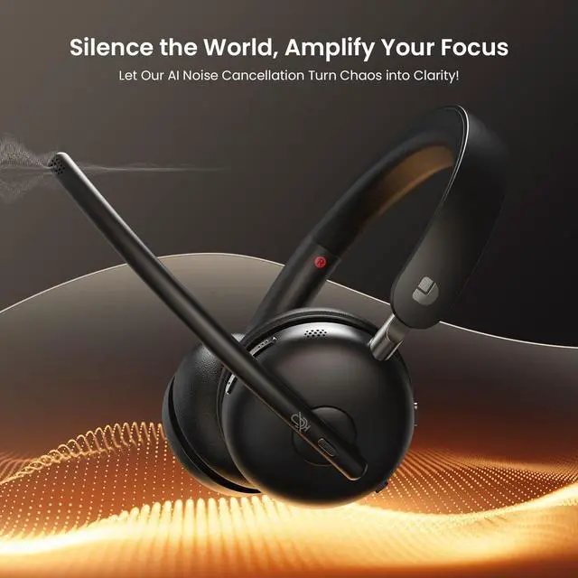 Alt view image 3 of 7 - Wireless Headset with Mic for Work, Bluetooth 5.3 Headset with Noise Cancelling, Wireless Headphones with Mic & USB Dongle, 65H & Mute, Ideal for PC/Call Center/Computer/Laptop/Study