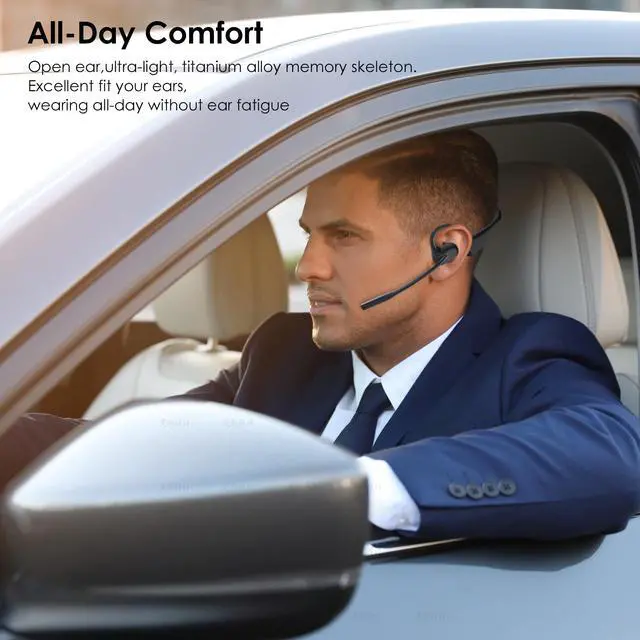 Alt view image 3 of 7 - Open Ear Headphones with Mic, Bluetooth Headset with Microphone, Dual Connect Bluetooth 5.3 with AI Noise Cancelling Mic & Mute Function, Wireless Headset for Work, Sports, Drive