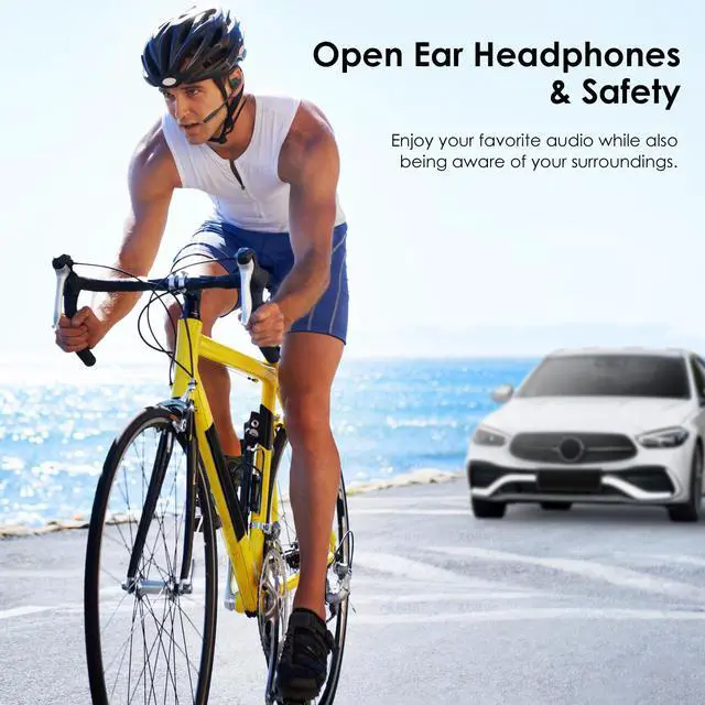 Alt view image 4 of 7 - Open Ear Headphones with Mic, Bluetooth Headset with Microphone, Dual Connect Bluetooth 5.3 with AI Noise Cancelling Mic & Mute Function, Wireless Headset for Work, Sports, Drive
